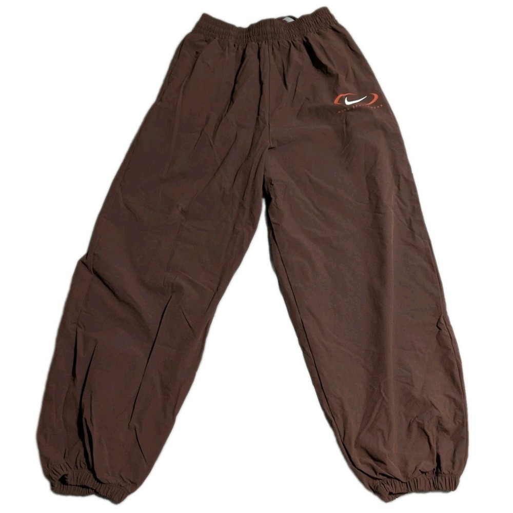 Nike Sportswear Womens M Brown Woven Jogger Pants Swoosh Nylon FN7700-227
